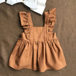 Askılı tarçın rengi bebek elbisesi